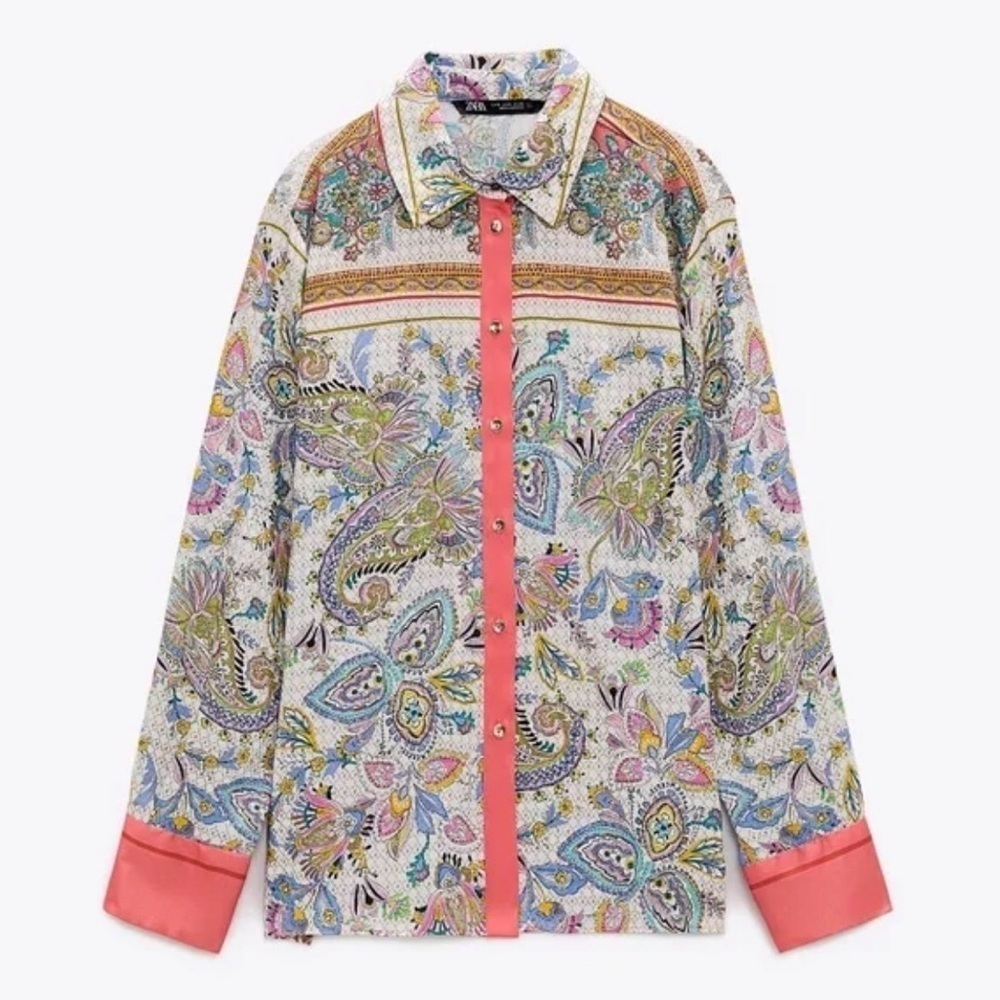 Zara Multicolor Paisley Women’s M button down Shirt
